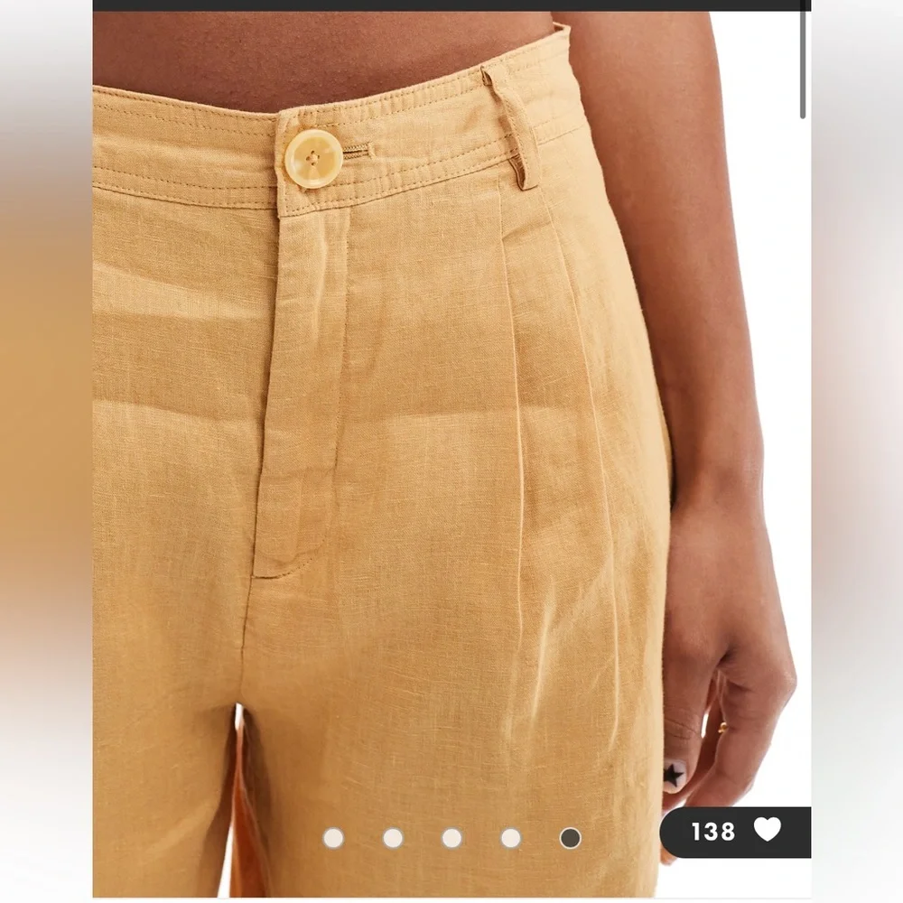 Mango straight leg linen trousers in orange